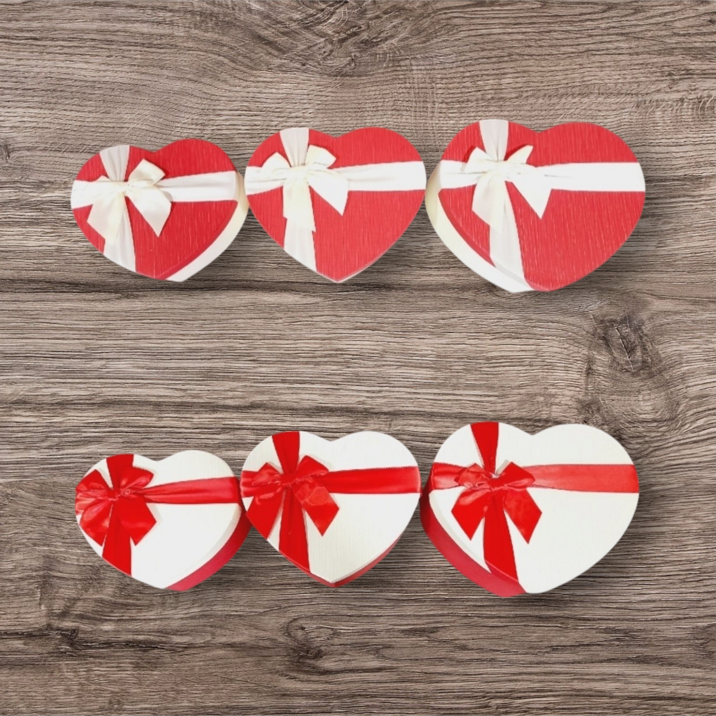 Set 3 Cajas corazon lazo blanco