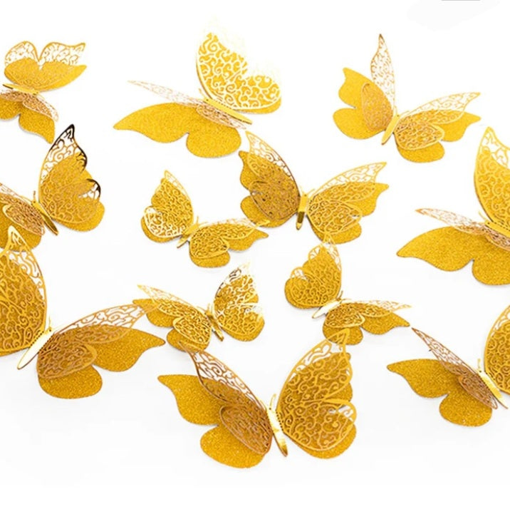 Mariposas 3D dobles con glitter