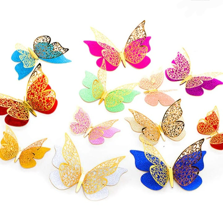 Mariposas 3D dobles con glitter